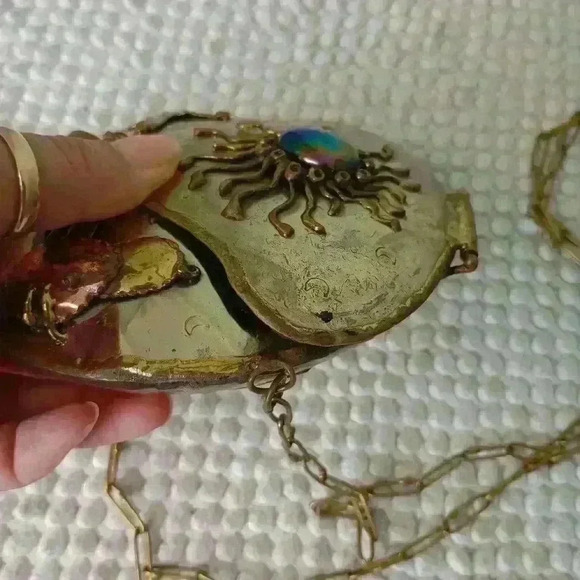 Lunacy Vintage Handcrafted Metal Chain Mermaid Crossbody Bag Purse - Picture 10 of 11